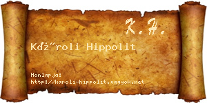 Károli Hippolit névjegykártya